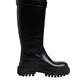 Dolce & Gabbana Black DG Logo Calf Leather High Boots Shoes