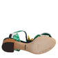 Dolce & Gabbana Green Crystal Fur Embellished Sandals Shoes