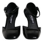 Dolce & Gabbana Black Leather Jackie Ankle Strap Sandals Shoes