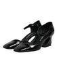 Dolce & Gabbana Black Leather Jackie Ankle Strap Sandals Shoes