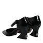 Dolce & Gabbana Black Leather Jackie Ankle Strap Sandals Shoes