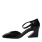 Dolce & Gabbana Black Leather Jackie Ankle Strap Sandals Shoes
