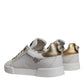 Dolce & Gabbana White Gold Leather Low Top Sneakers Shoes