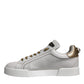 Dolce & Gabbana White Gold Leather Low Top Sneakers Shoes