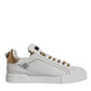 Dolce & Gabbana White Gold Leather Low Top Sneakers Shoes