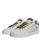 Dolce & Gabbana White Gold Leather Low Top Sneakers Shoes