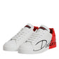Dolce & Gabbana White Red Logo Portofino Sneakers Shoes