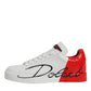 Dolce & Gabbana White Red Logo Portofino Sneakers Shoes