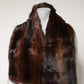 Dolce & Gabbana Black Brown Stripe Fur Shawl Wrap Scarf