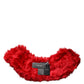 Dolce & Gabbana Red Alpaca Fur Women Neck Warmer Winter Scarf