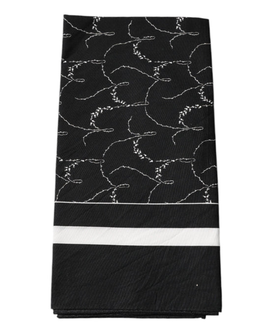 Dolce & Gabbana Black Patterned Cotton Handkerchief Scarf