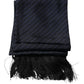 Dolce & Gabbana Dark Blue Fantasy Fringes Neck Wrap Scarf