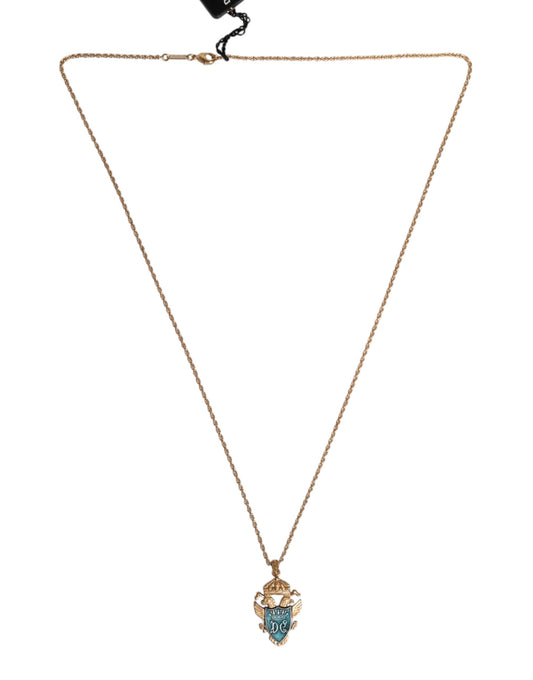Dolce & Gabbana Gold Tone Chain Brass Statement Sicily Pendant Necklace