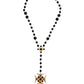 Dolce & Gabbana Gold Tone Brass Cross Black Beaded Chain Rosary Necklace