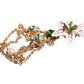 Dolce & Gabbana Gold Brass Lily Crystal Sacred Heart Pendant Necklace