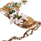 Dolce & Gabbana Gold Brass Lily Crystal Sacred Heart Pendant Necklace