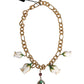 Dolce & Gabbana Gold Brass Short Chain Flower Crystal Pendant Necklace