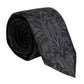 Dolce & Gabbana Black Gray Flower Print Adjustable Necktie Tie