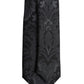 Dolce & Gabbana Black Gray Flower Print Adjustable Necktie Tie