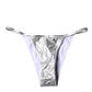 Dolce & Gabbana Silver Polyester Beachwear Bikini Bottom Swimwear