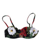 Dolce & Gabbana Black Floral Print Nylon Balconcino Bra Underwear