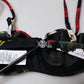 Dolce & Gabbana Black Floral Print Nylon Balconcino Bra Underwear