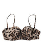 Dolce & Gabbana Brown Leopard Nylon Balconcino Bra Underwear
