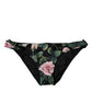 Dolce & Gabbana Black Rose Print Swimwear Bottom Beachwear Bikini