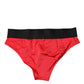 Dolce & Gabbana Red Nylon Stretch Mid Waist Panty Underwear