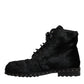 Dolce & Gabbana Black Pony Style Leather Mid Calf Boots Shoes