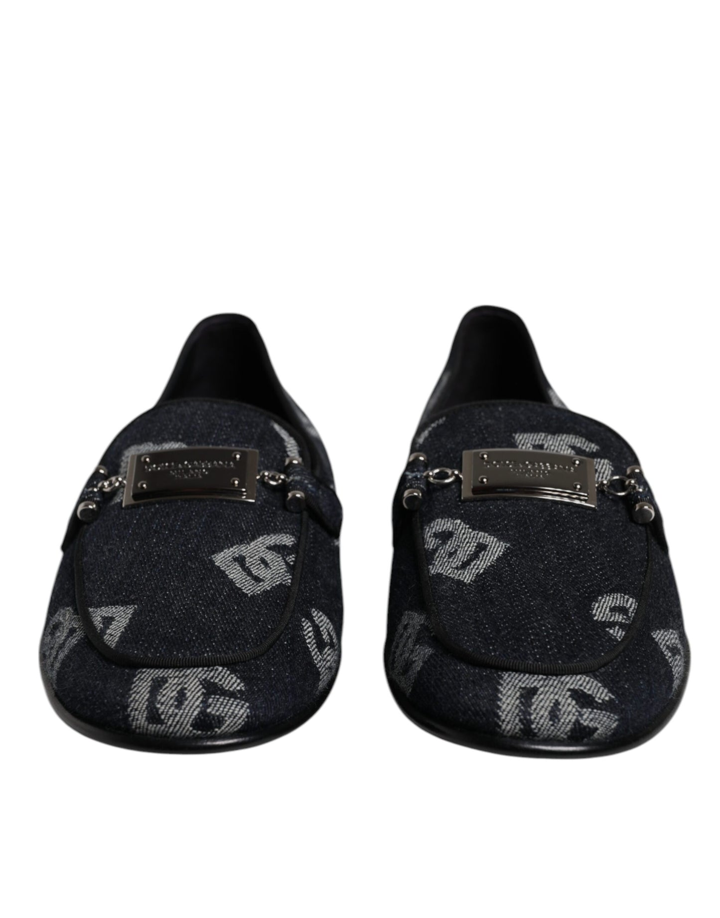 Dolce & Gabbana Black Logo Cotton Loafers Formal Dress Shoes
