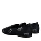 Dolce & Gabbana Black Logo Cotton Loafers Formal Dress Shoes