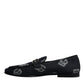 Dolce & Gabbana Black Logo Cotton Loafers Formal Dress Shoes