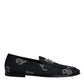 Dolce & Gabbana Black Logo Cotton Loafers Formal Dress Shoes