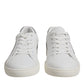 Dolce & Gabbana White Suede Leather Low Top Sneakers Shoes