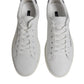 Dolce & Gabbana White Suede Leather Low Top Sneakers Shoes