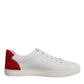 Dolce & Gabbana White Suede Leather Low Top Sneakers Shoes