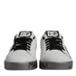 Dolce & Gabbana White Silver Crystal Logo Portofino Sneakers Shoes