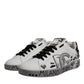 Dolce & Gabbana White Silver Crystal Logo Portofino Sneakers Shoes