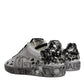 Dolce & Gabbana White Silver Crystal Logo Portofino Sneakers Shoes