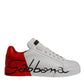 Dolce & Gabbana White Red Leather Logo Low Top Sneakers Shoes