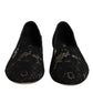 Dolce & Gabbana Black Taormina Lace Slip On Flats Shoes