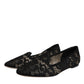 Dolce & Gabbana Black Taormina Lace Slip On Flats Shoes