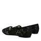 Dolce & Gabbana Black Taormina Lace Slip On Flats Shoes