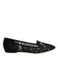 Dolce & Gabbana Black Taormina Lace Slip On Flats Shoes