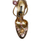 Dolce & Gabbana Gold Embellished Vally Heels Sandals Shoes