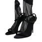 Dolce & Gabbana Black Tulle Stretch Heels Sandals Shoes