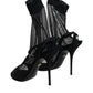 Dolce & Gabbana Black Tulle Stretch Heels Sandals Shoes
