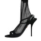 Dolce & Gabbana Black Tulle Stretch Heels Sandals Shoes