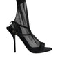 Dolce & Gabbana Black Tulle Stretch Heels Sandals Shoes